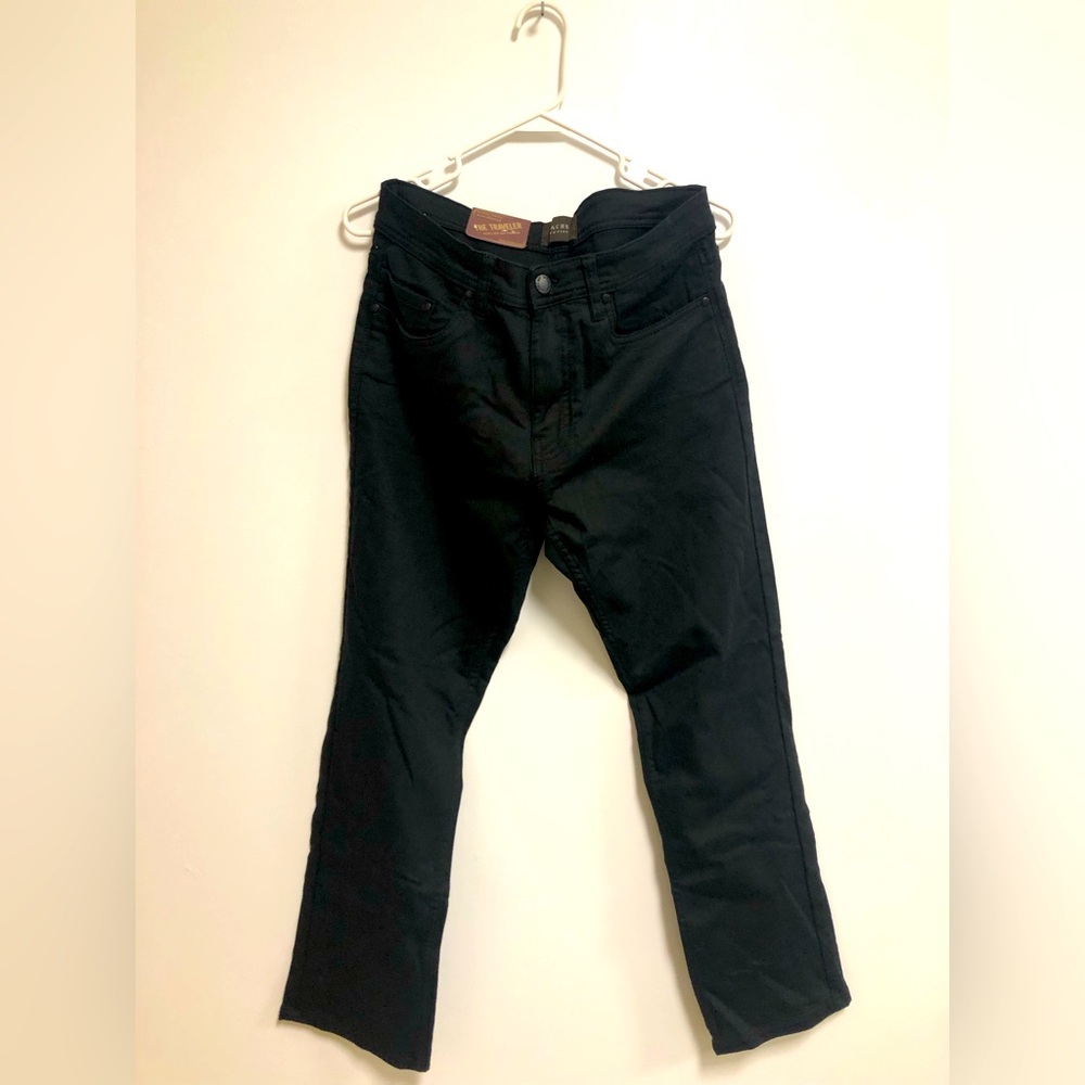 Jachs Men's New York stretch straight fit mid-rise black jeans size 32x29